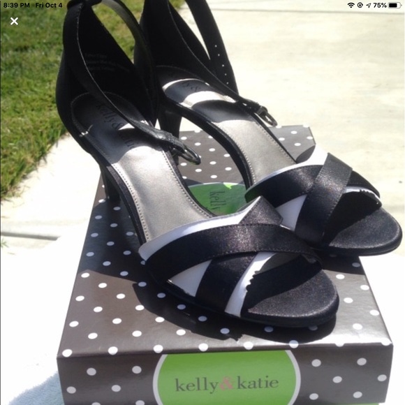 Kelly & Katie Shoes - Kelly & Katie black satin sandals